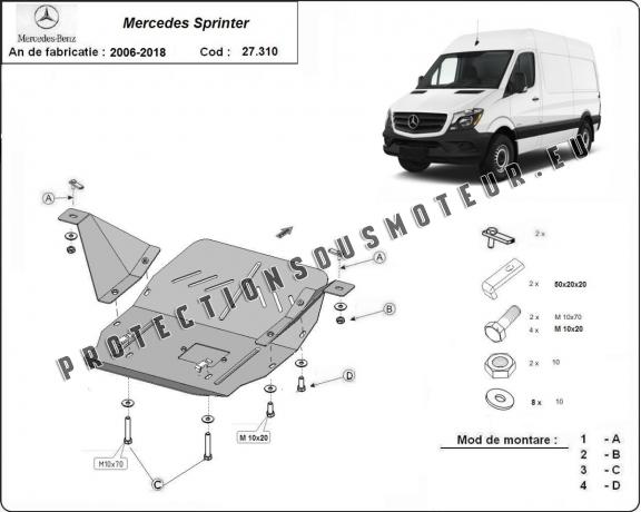 Protection sous moteur et de la boîte de vitesse Mercedes Sprinter