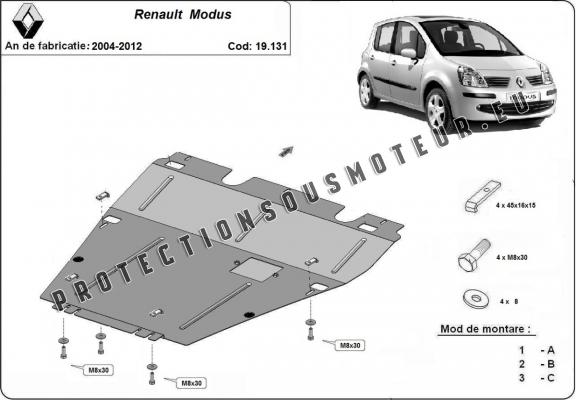 Protection sous moteur et de la boîte de vitesse Renault Modus