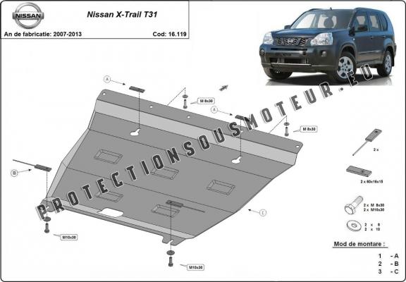 Protection sous moteur et de la boîte de vitesse Nissan X-Trail T31 - Vers 2.0