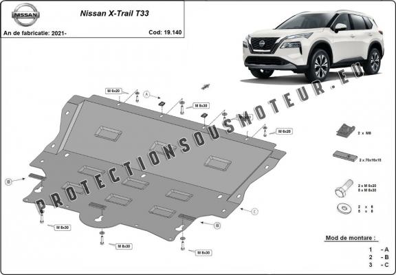 Protection sous moteur et de la boîte de vitesse Nissan X-Trail T33
