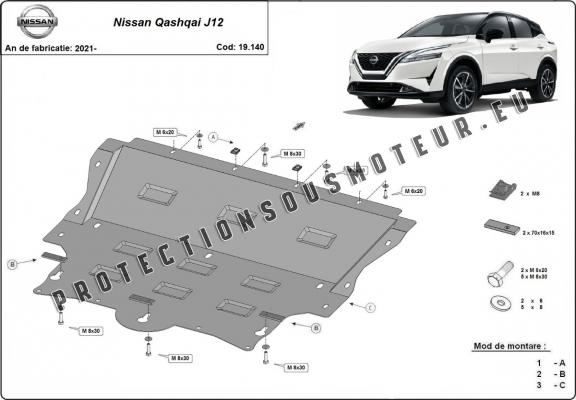 Protection sous moteur et de la boîte de vitesse Nissan Qashqai J12