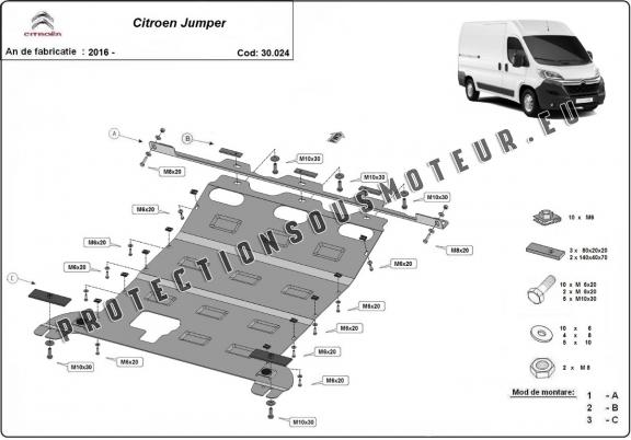 Protection sous moteur et de la boîte de vitesse Citroen Jumper