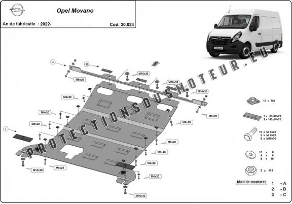 Protection sous moteur et de la boîte de vitesse Opel Movano C 