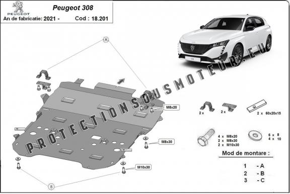 Protection sous moteur et de la boîte de vitesse Peugeot 308