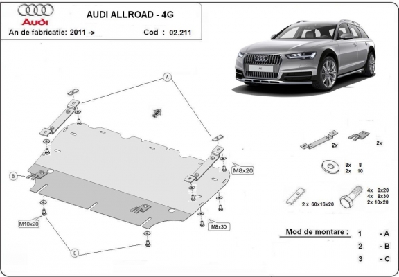 Protection sous moteur et de la radiateur Audi All Road  A6