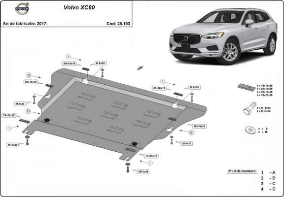 Protection sous moteur et de la boîte de vitesse Volvo XC60
