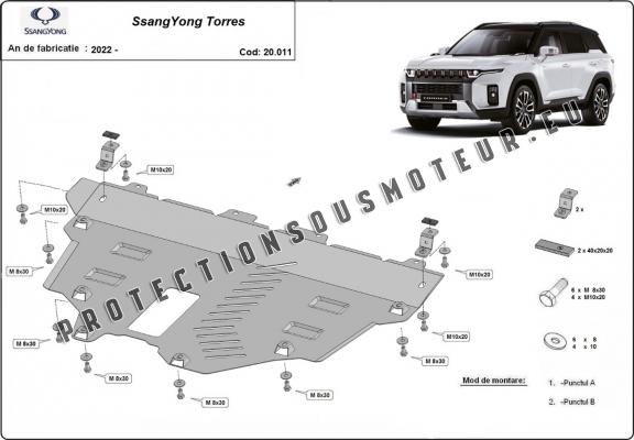 Protection sous moteur et de la radiateur Ssangyong Torres