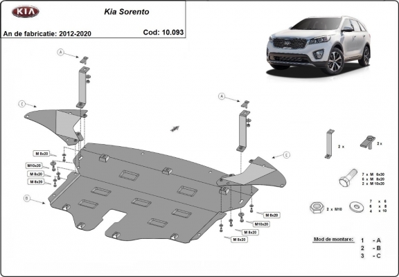 Protection sous moteur et de la boîte de vitesse Kia Sorento UM