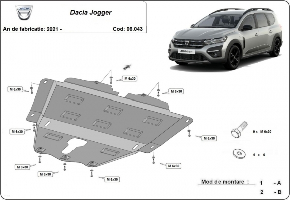 Protection sous moteur et de la boîte de vitesse Dacia Jogger