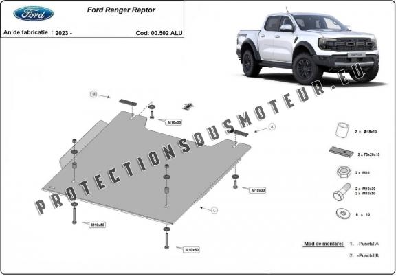 Protection de la boîte de transfert Ford Ranger Raptor - Aluminium