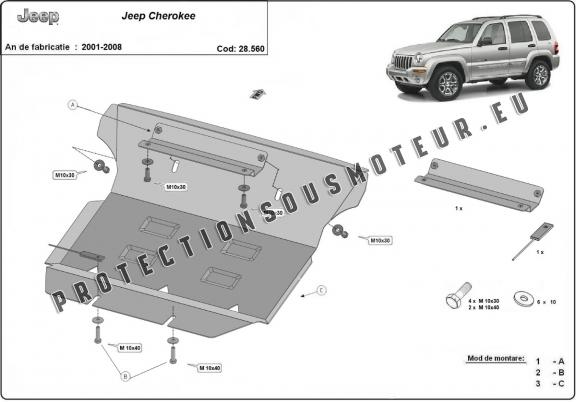 Protection sous moteur et de la boîte de vitesse Jeep Cherokee - KJ