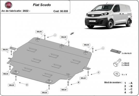 Protection sous moteur et de la boîte de vitesse Fiat Scudo