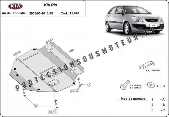 Protection sous moteur et de la boîte de vitesse Kia Rio 2