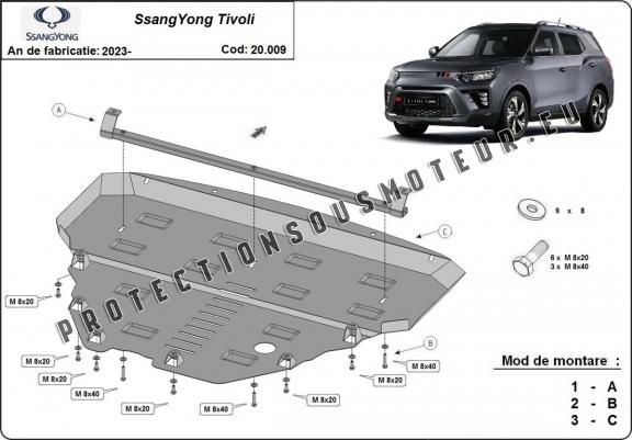 Protection sous moteur et de la radiateur SsangYong Tivoli