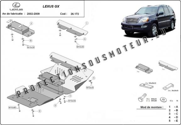 Protection Sous Moteur Toyota Hilux Revo Lexus GX - Aluminium