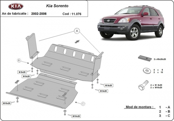 Protection sous moteur et de la radiateur Kia Sorento