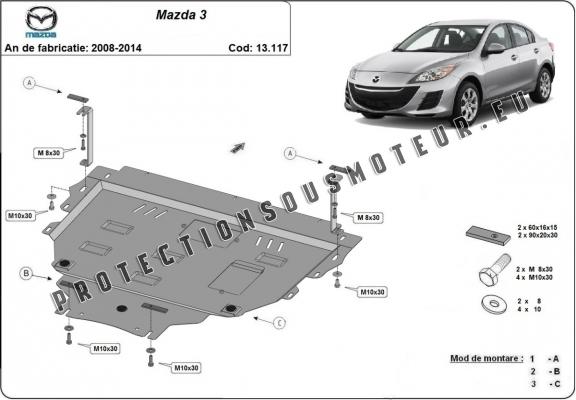 Protection sous moteur et de la boîte de vitesse Mazda 3