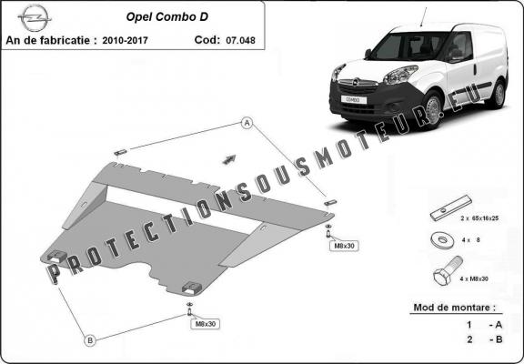Protection sous moteur et de la boîte de vitesse Opel Combo D 