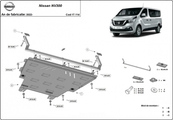 Protection sous moteur et de la boîte de vitesse Nissan NV300