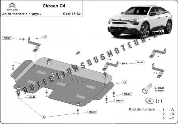 Protection sous moteur et de la boîte de vitesse Citroen C4