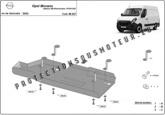 Protection réservoir AdBlue Opel Movano C 