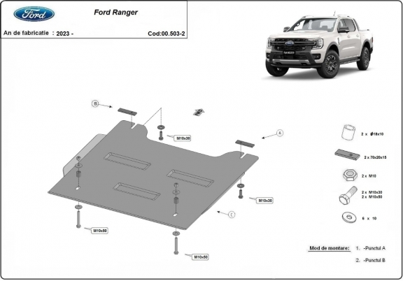 Protection de la boîte de transfert Ford Ranger