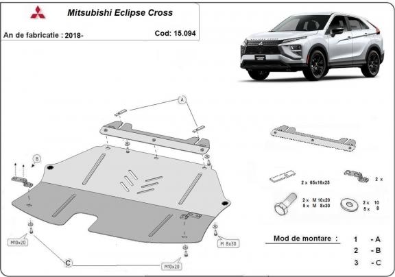 Protection sous moteur et de la boîte de vitesse Mitsubishi Eclipse Cross