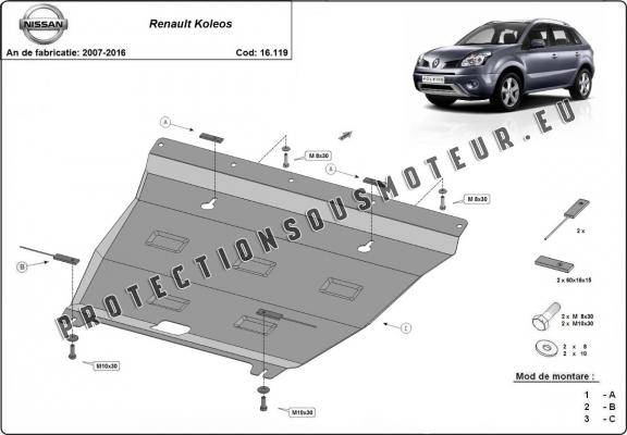 Protection sous moteur et de la boîte de vitesse Renault Koleos - Vers 2.0