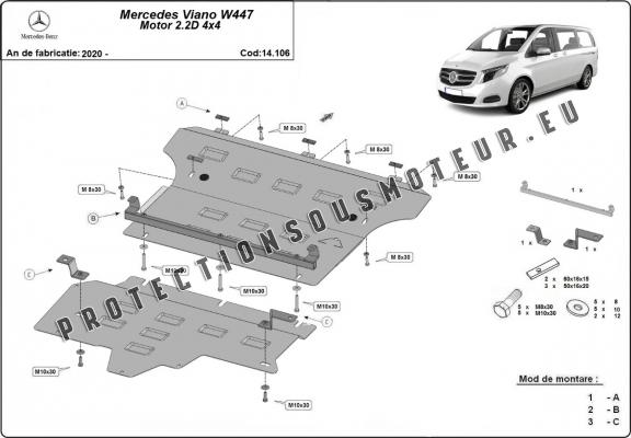Protection sous moteur et de la boîte de vitesse  Mercedes Viano W447 2.2 D, 4x4