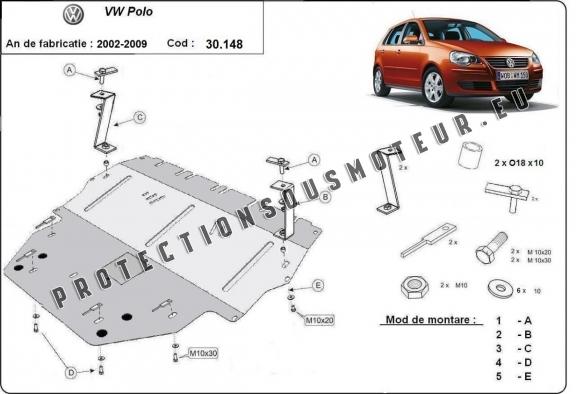 Protection sous moteur et de la boîte de vitesse Vw Polo - diesel