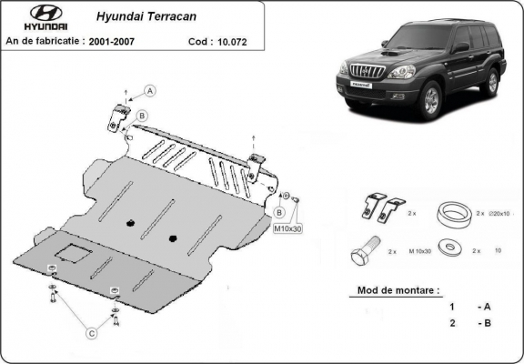 Protection sous moteur et de la radiateur Hyundai Terracan