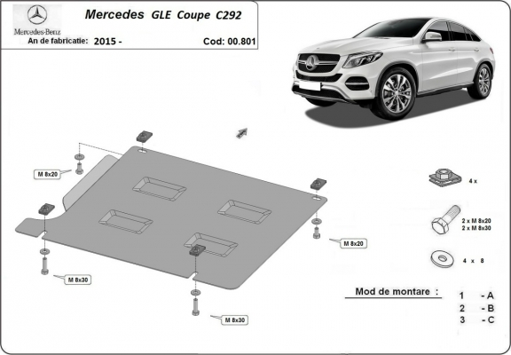Protection de la boîte de vitesse Mercedes GLE Coupe C292
