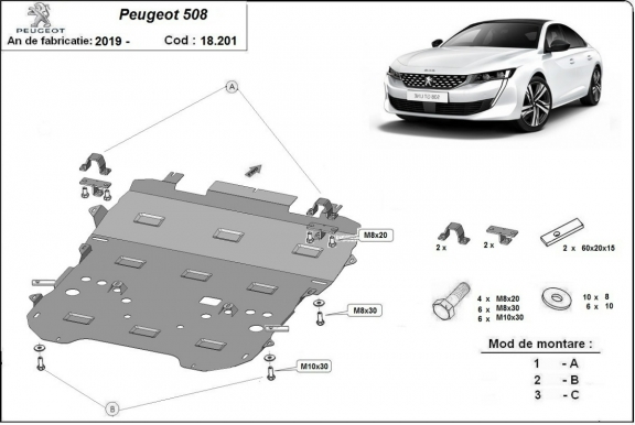 Protection sous moteur et de la boîte de vitesse Peugeot 508