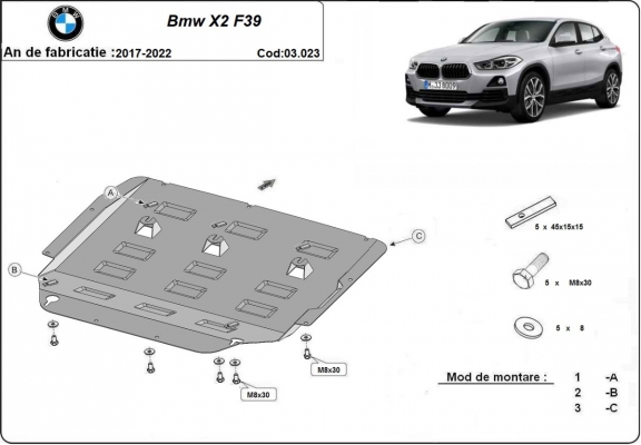 Protection sous moteur et de la boîte de vitesse BMW X2 F39