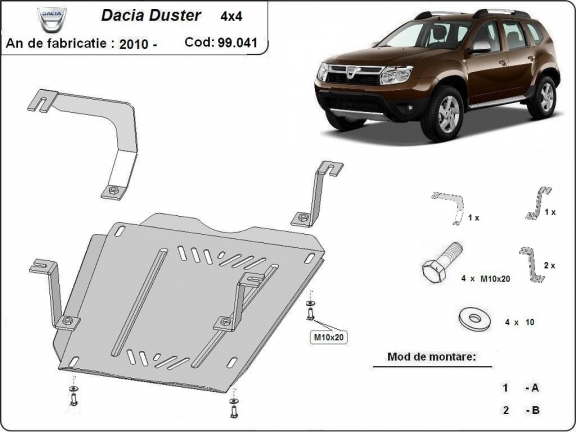Protection de réservoir Dacia Duster - Aluminium