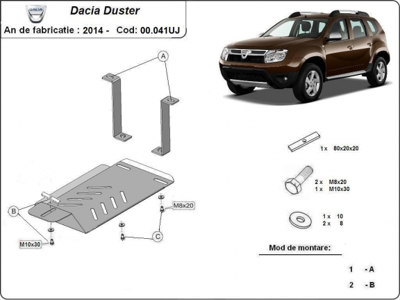 Aluminium protection du différentiel Dacia Duster 4x4