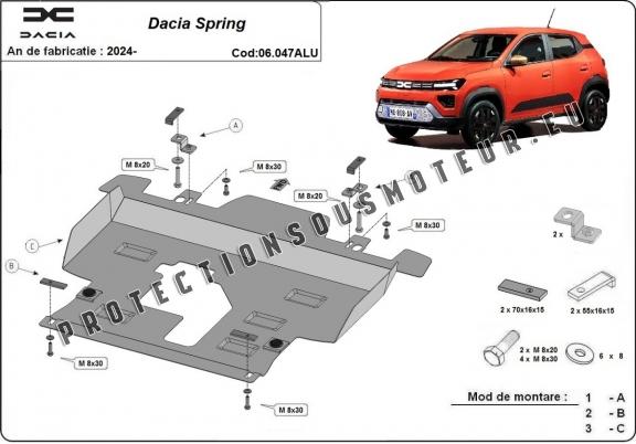 Protection sous moteur et de la boîte de vitesse Dacia Spring - Aluminium 