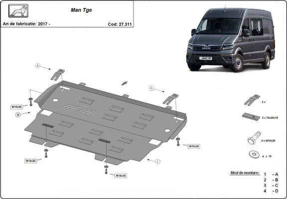 Protection sous moteur et de la boîte de vitesse MAN Tge
