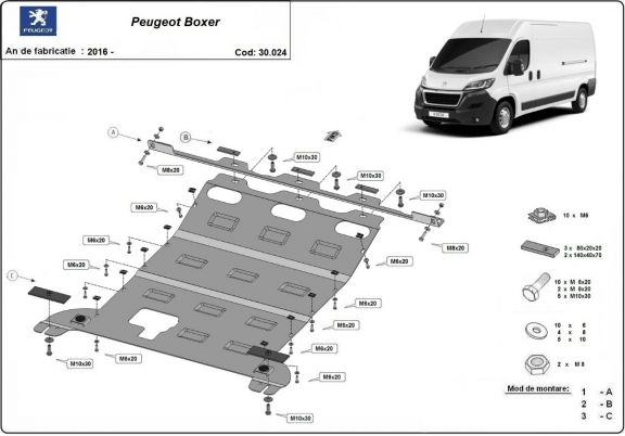Protection sous moteur et de la boîte de vitesse Peugeot Boxer