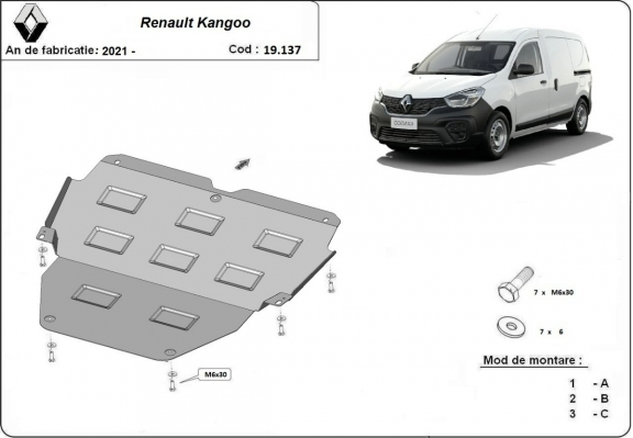 Protection sous moteur et de la boîte de vitesse Renault Kangoo