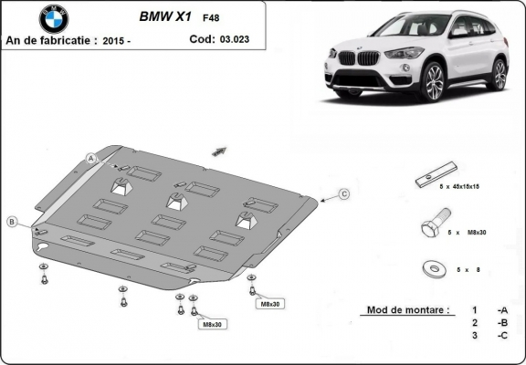 Protection sous moteur et de la boîte de vitesse BMW X1  F48