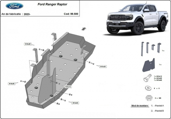 Protection de réservoir Ford Ranger Raptor