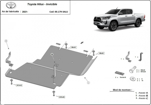 Protection du différentiel  Toyota Hilux Invincible - Aluminium