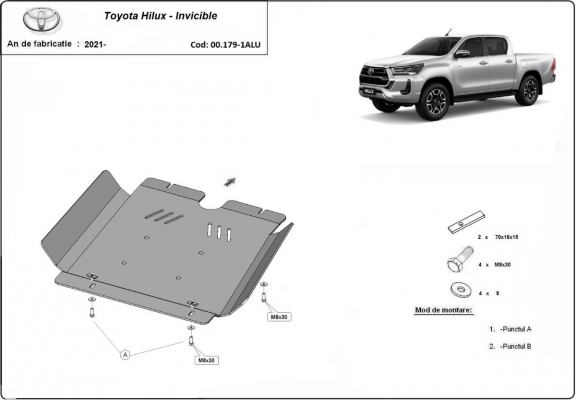 Aluminium protection de la boîte de vitesse Toyota Hilux Invincible