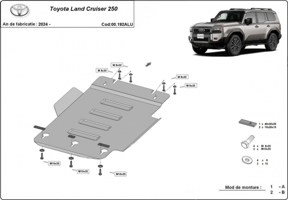 Aluminium protection de la boîte de vitesse Toyota Land Cruiser 250