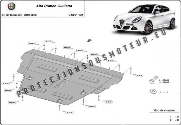 Protection sous moteur et de la boîte de vitesse Alfa Romeo Giulietta