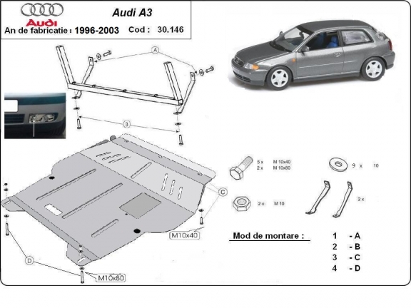Protection sous moteur et de la boîte de vitesse Audi A3