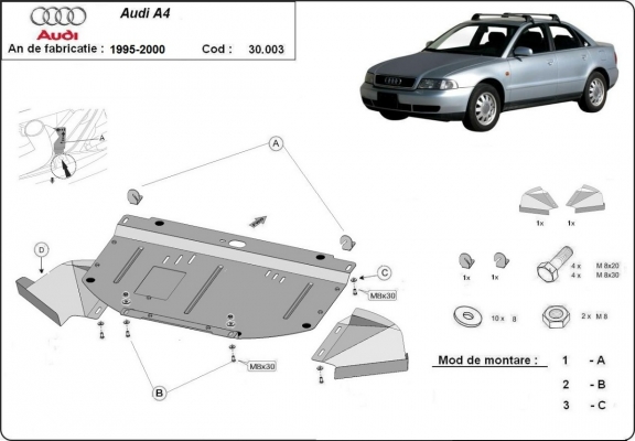 Protection sous moteur et de la radiateur Audi A4  B5