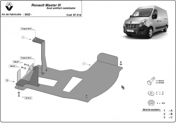 Protection convertisseur catalytique/cat lock Renault Master 3