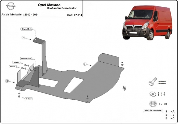 Protection convertisseur catalytique/cat lock Opel Movano B 